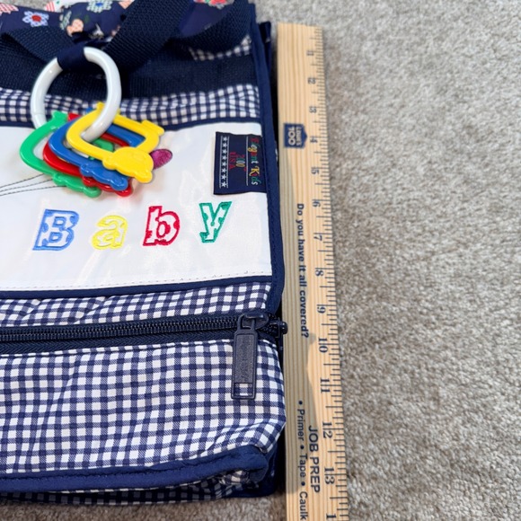Elegant Kids 2000 Vintage Diaper Bag Navy Gingham Puppy Cat EK22114 NWT USA - Picture 9 of 13